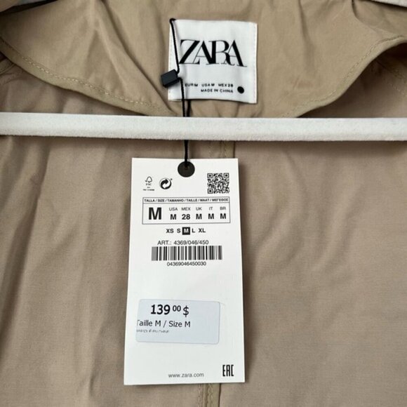 🩷 Zara - Women's Oversized Pocket Trench Coat - Beige. Size: M. NWT (1690) - Picture 8 of 16